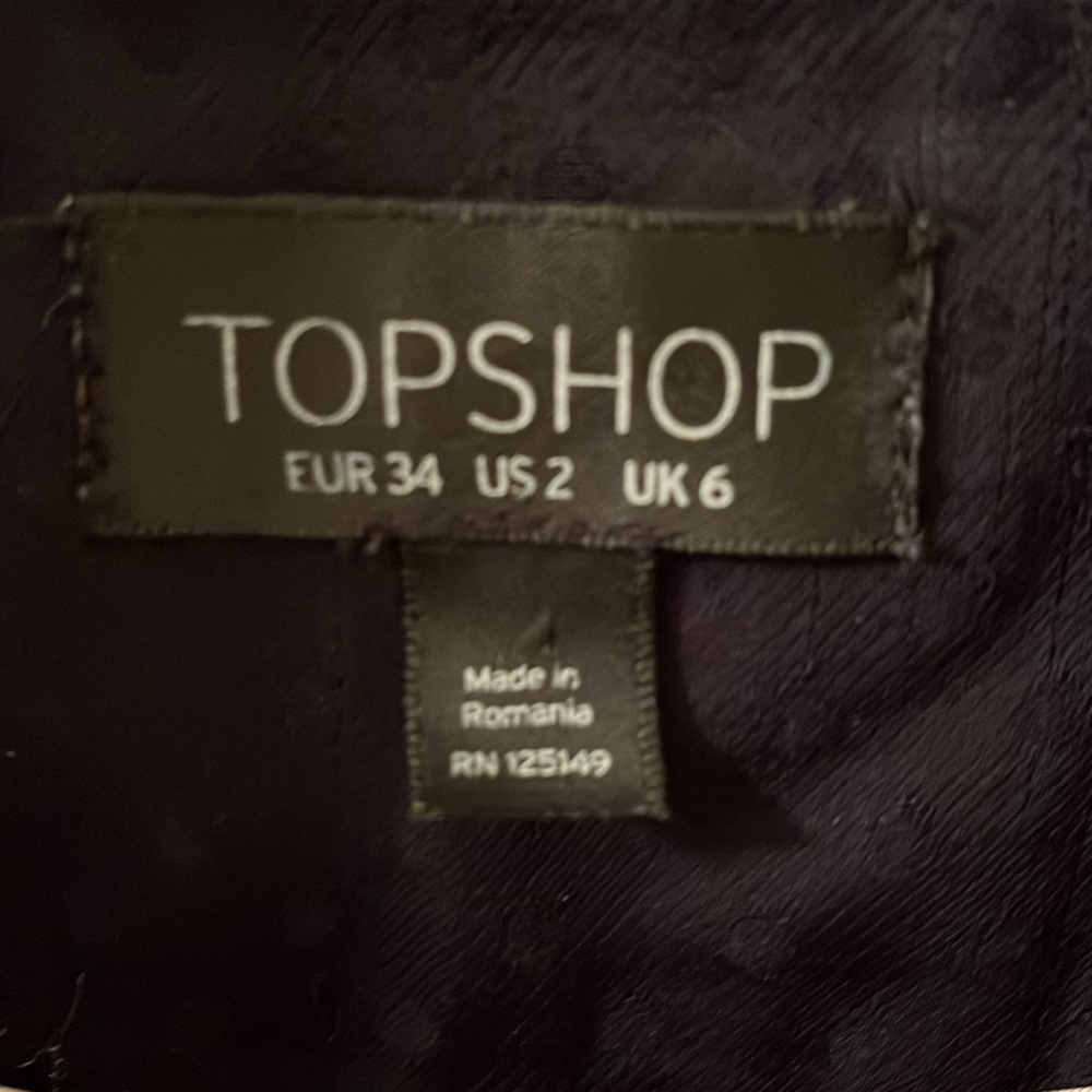 📓 Topshop - Navy Blue Polka Dot Double-breasted Fully Lined Blazer - size 2 - Picture 2 of 12